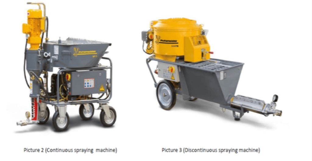 Putzmeister Spraying Machines to apply Perlifoc HP and Perlifoc HP Eco+